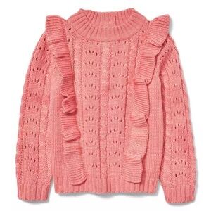 Janie and Jack Coral Cable Knit & Eyelet Sweater